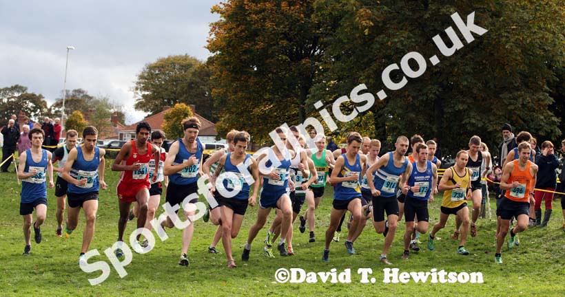Start of the  fast pack senior mens North East Harrier League, Blaydon. Photo: David T. Hewitson/Sports for All Pics